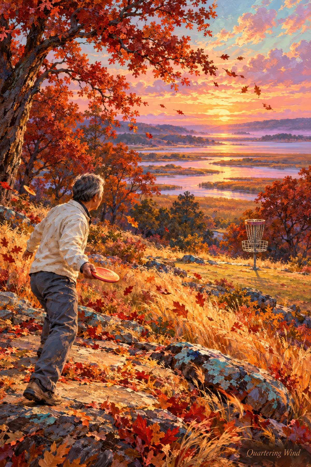Quartering Wind disc golf illustration